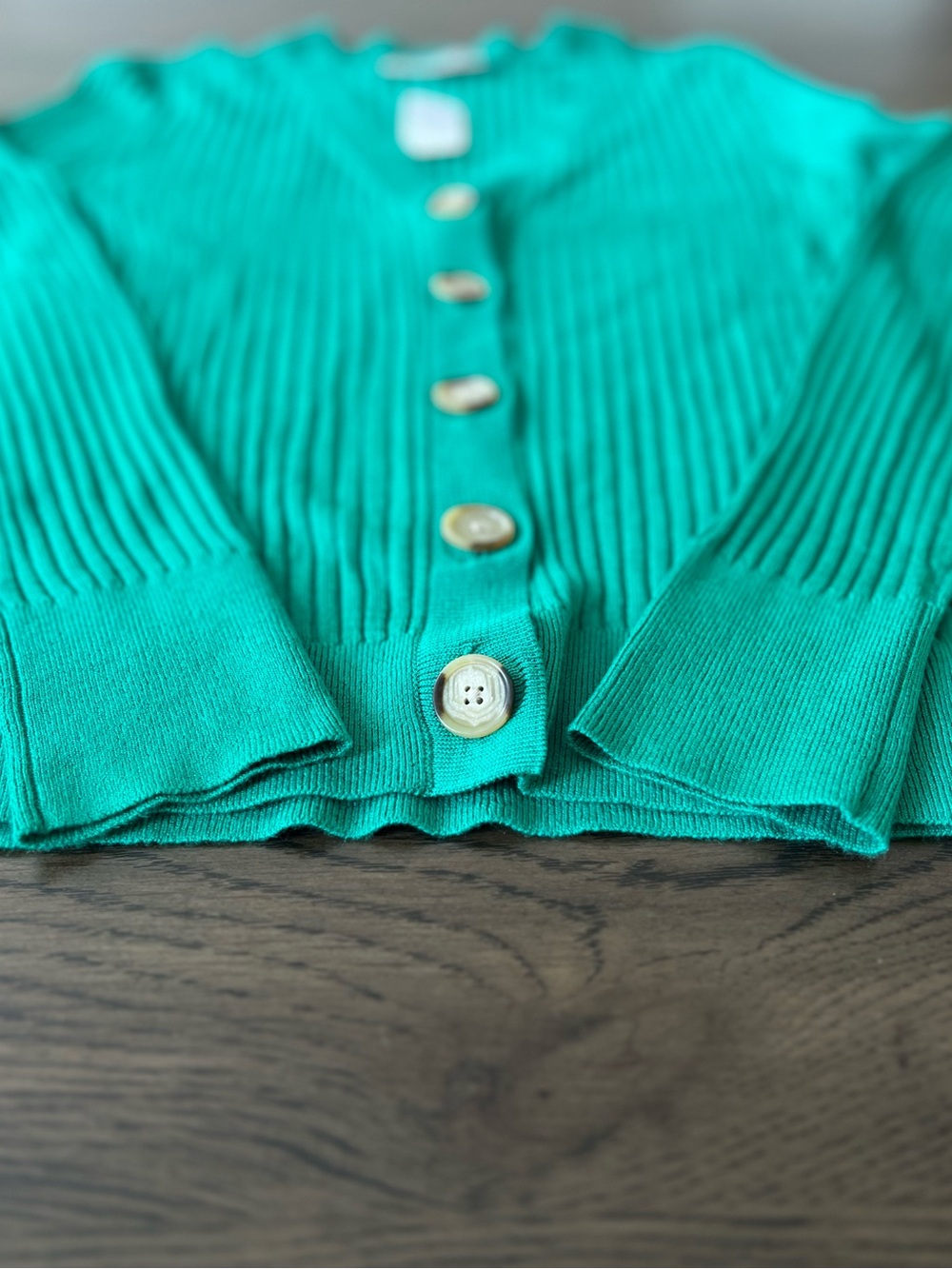 LOFT Ribbed Button-Front V-Neck Cardigan - Picture 5 of 10